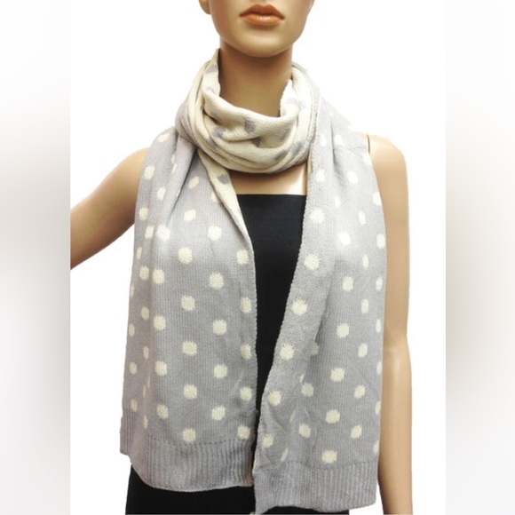 592. Soft Polka Dot Scarf Grey/White Two Color NEW Item - Picture 3 of 3